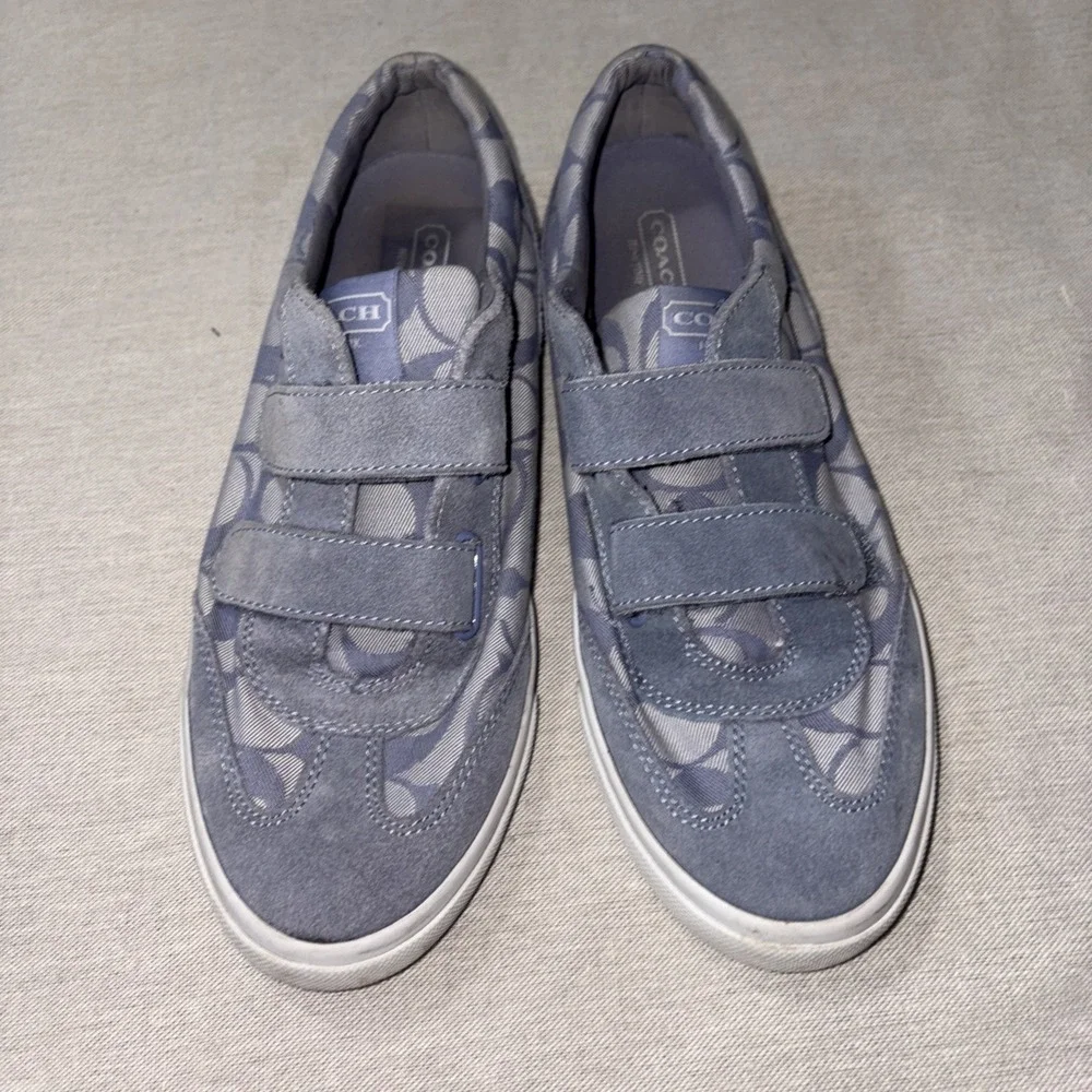 Coach Priya Signature Suede Trim Hook Loop Canvas Sneakers in lilac Size‎ 8 US